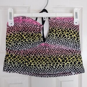 Malibu Dream Girl‎ Pink Yellow Ombre Animal Print Strappy Bikini Top Med